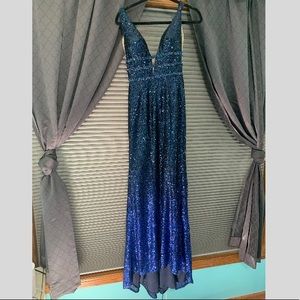 Jovani Blue Ombre Sequin Dress